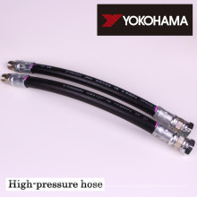 Hydraulic rubber hose for industrial use. Manufactured by Yokohama Rubber Co., Ltd. (YCR) Made in Japan (hydraulic hose fitting)